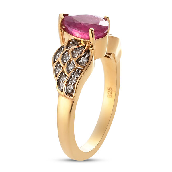 Afrikanischer Rubin und Zirkon Ring 925 Silber vergoldet  ca. 1,82 ct image number 5