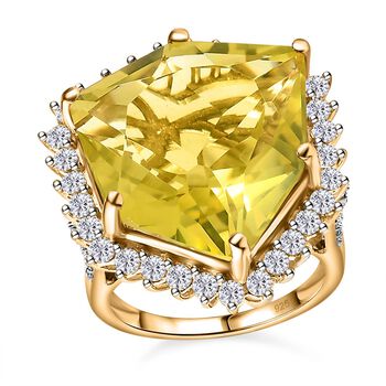 AA Ouro Verde Quarz und Zirkon Ring - 19,86 ct.