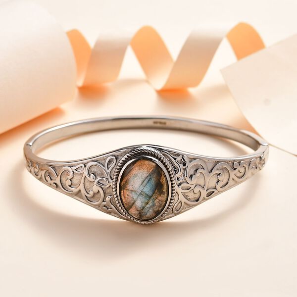 Labradorit Armreif ca. 19 cm Edelstahl ca. 13.52 ct image number 2