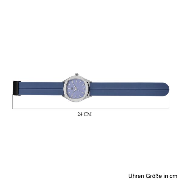 STRADA - Uhr mit japanischem Uhrwerk, silbernem Gehäuse und blauem Silikonarmband image number 7