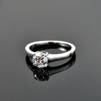 Moissanit Ring, 925 Silber rhodiniert - 0,75 ct.