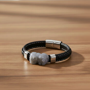 Wei&szlig;e Jade Armband ca. 19 cm 316L Edelstahl (10-15 Werktage Lieferzeit) ca. 125.00 ct