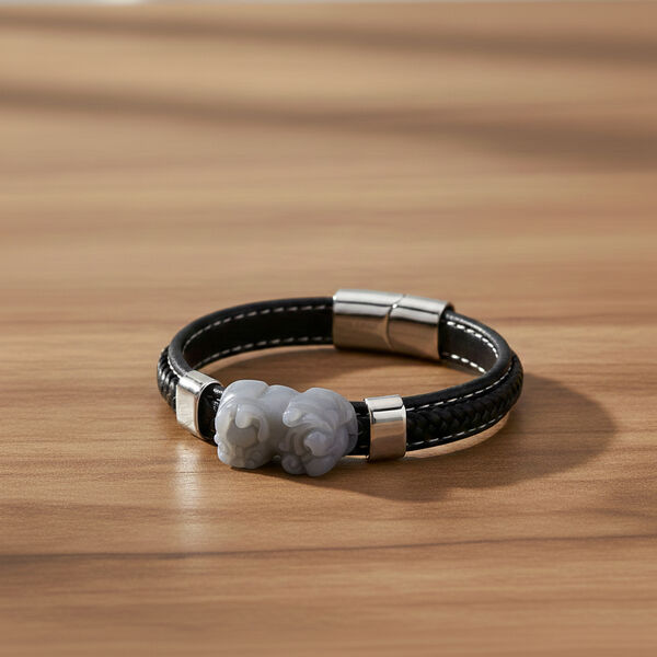 Wei&szlig;e Jade Armband ca. 19 cm 316L Edelstahl (10-15 Werktage Lieferzeit) ca. 125.00 ct image number 1