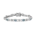 AA Aquamarin, Weißer Zirkon Armband ca. 18 cm 925 Silber rhodiniert ca. 4,77 ct.