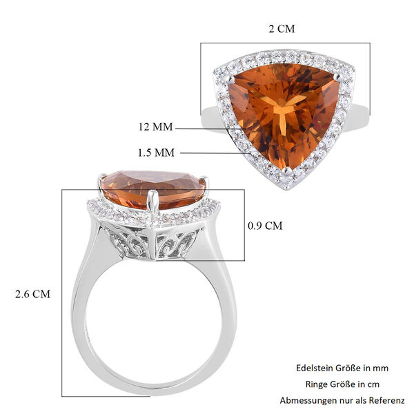 Madeira Citrin Halo Ring 925 Silber Platin-Überzug image number 6