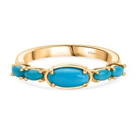D'Joy AA Sleeping Beauty Türkis Ring 925 Silber 750 Gelbgold Vermeil (Größe 18.00) ca. 0,97 ct