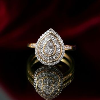 LUXURIANT SI Labor Diamant Ring, 925 Silber 750 Gelbgold Vermeil - 0,51 ct.