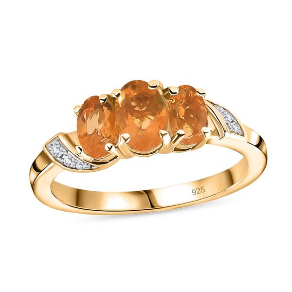 Salamanca Feueropal Ring 925 Silber 750 Gelbgold Vermeil (Größe 17.00) ca. 0,70 ct image number 4