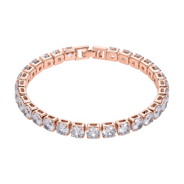 Weißer Zirkonia Armband ca. 19 cm Nickelfreies Messing, Roségoldfarben image number 0