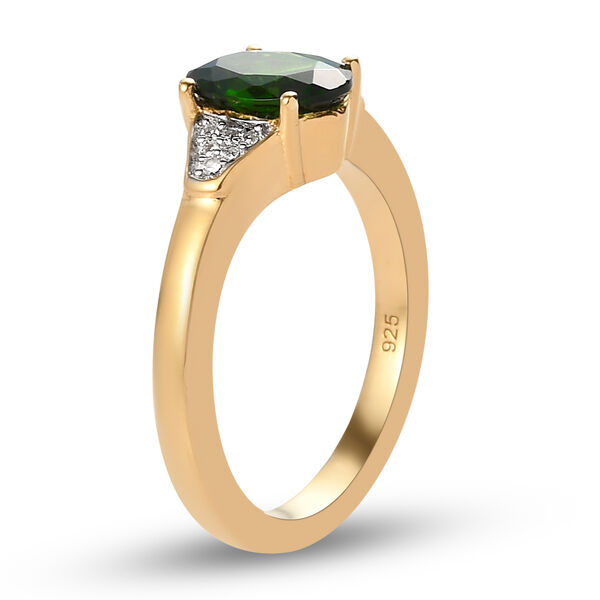 Natürlicher Chromdiopsid und Zirkon Ring 925 Silber vergoldet image number 5