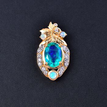 Pfau Triplett Quarz, &auml;thiopischer Welo Opal und Zirkon-Anh&auml;nger - 7,73 ct.