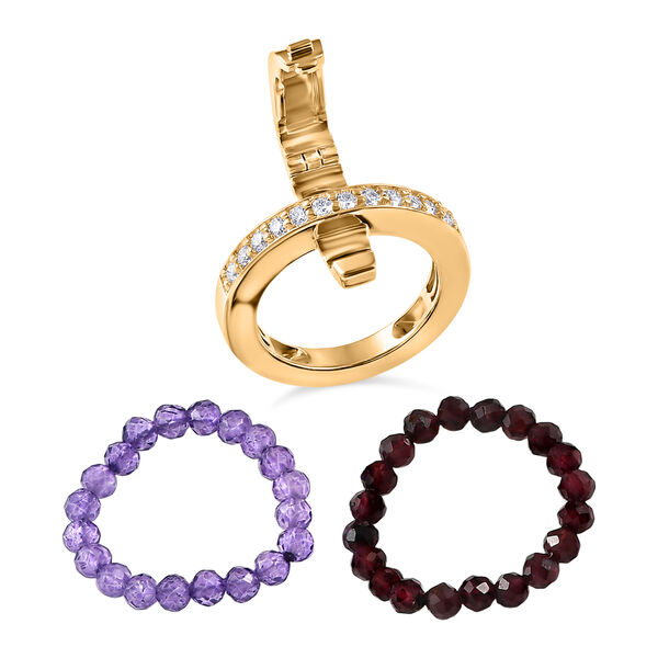 EverTrue Zirkonia, roter Granat und afrikanischer Amethyst Ring image number 6
