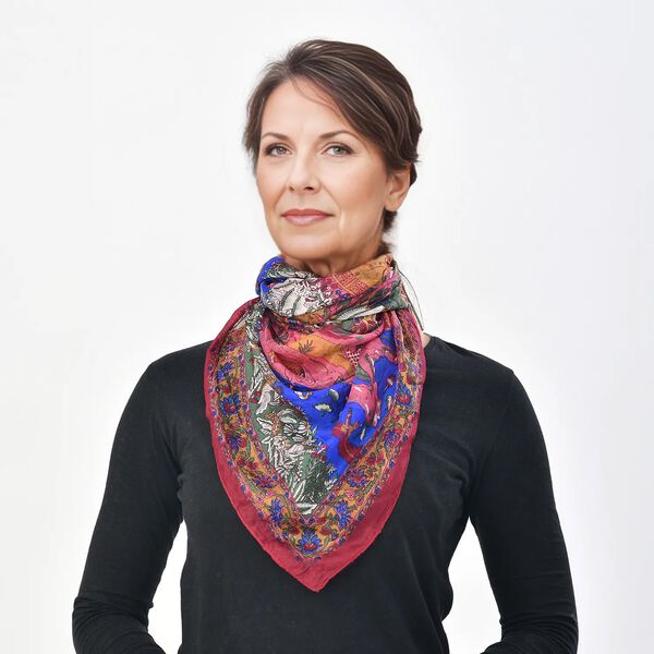 Schal aus Seide, dunkelrot image number 2