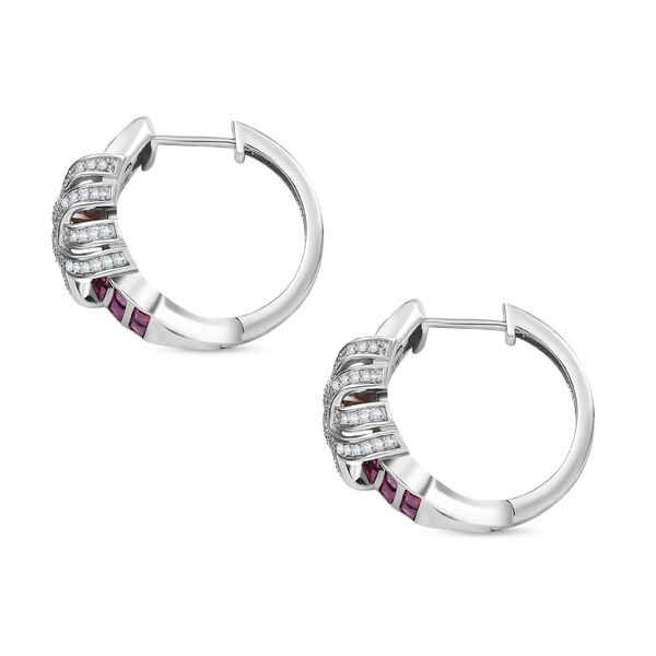 GP Art Deco Kollektion -  Rhodolith Granat, Kanchanaburi Blauer Saphir Ohrringe 925 Silber rhodiniert ca. 4.93 ct image number 5