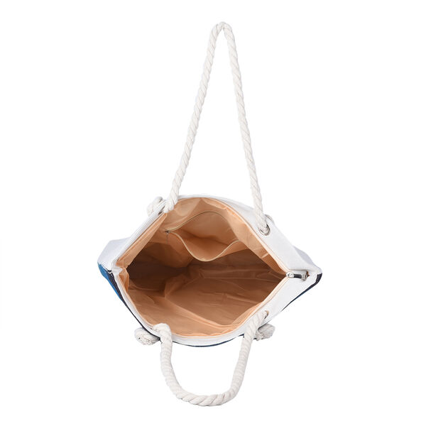 Jute Handtasche, Weihnachtsbaum Muster, Gr&ouml;&szlig;e 42x34x9x37 cm, Blau image number 5