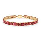 D'Joy Lab Grown Padparadscha-Saphir Armband ca. 20 cm 925 Silber 750 Gelbgold Vermeil ca. 44.82 ct