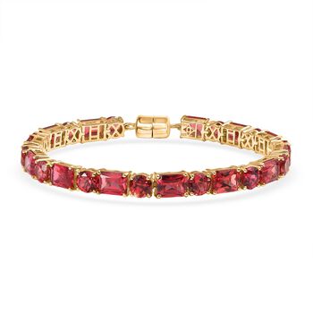 D'Joy Lab Grown Padparadscha-Saphir Armband ca. 20 cm 925 Silber 750 Gelbgold Vermeil ca. 44.82 ct
