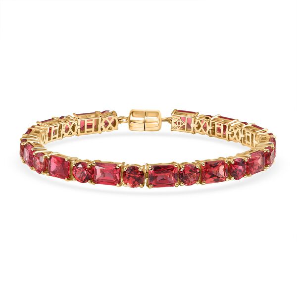 D'Joy Lab Grown Padparadscha-Saphir Armband ca. 20 cm 925 Silber 750 Gelbgold Vermeil ca. 44.82 ct