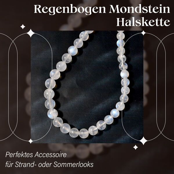 D'Joy Regenbogen Mondstein Halskette, 45 cm - 210 ct. image number 3