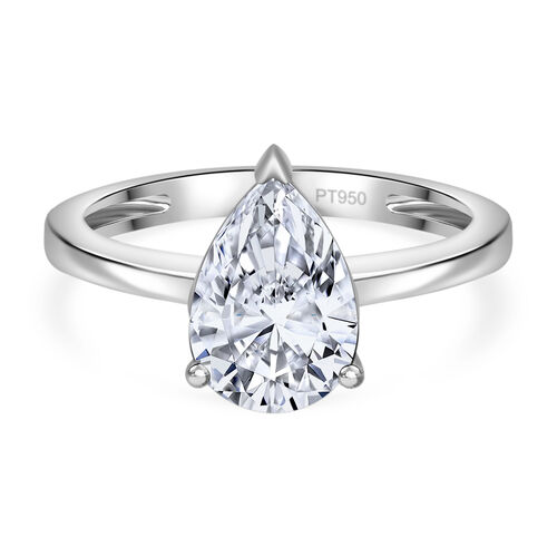 LUXURIANT DIAMOND- SGL zertifizierter VS-EF Labor Tropfenschliff Diamant Ring in 950 Platin - 2 ct. image number 0