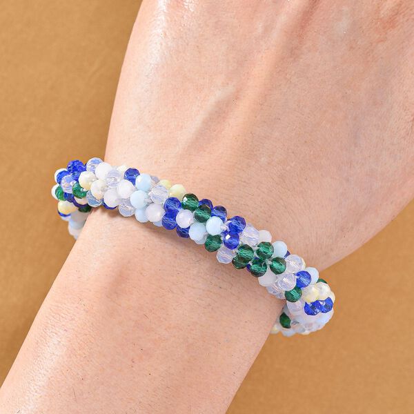 Mehrfarbige blaue Kristall 45cm Halskette und flexibles Armband image number 8