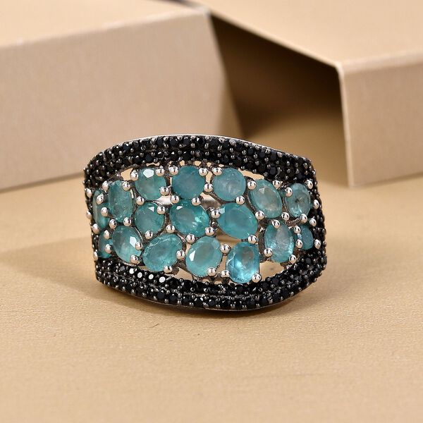 AA Grandidierit und schwarzer Spinell-Cluster-Ring in Silber image number 2