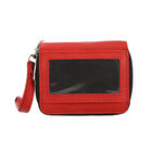 Geldbörse aus 100% echtem Leder mit RFID schutz und abnehmbarem Riemen, 11x7.5x4.5 cm, Rot