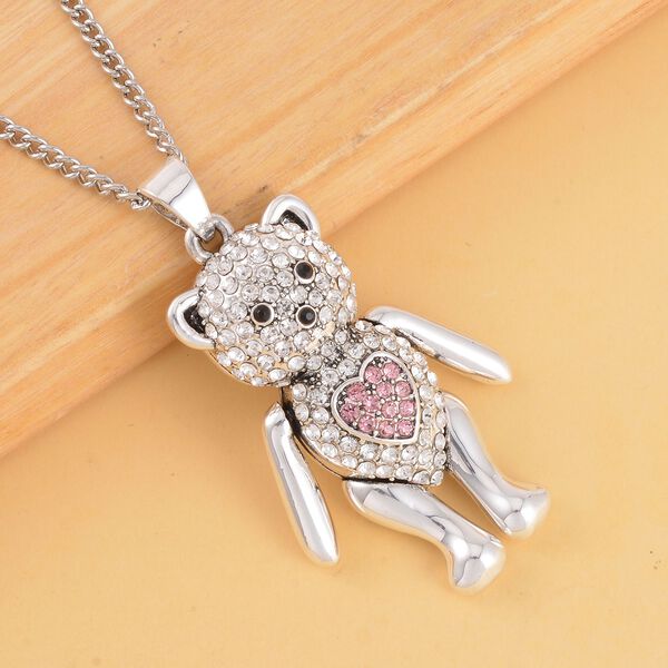 Wei&szlig;e, rosa und schwarze Kristall-Halskette, 73,75+5cm image number 1