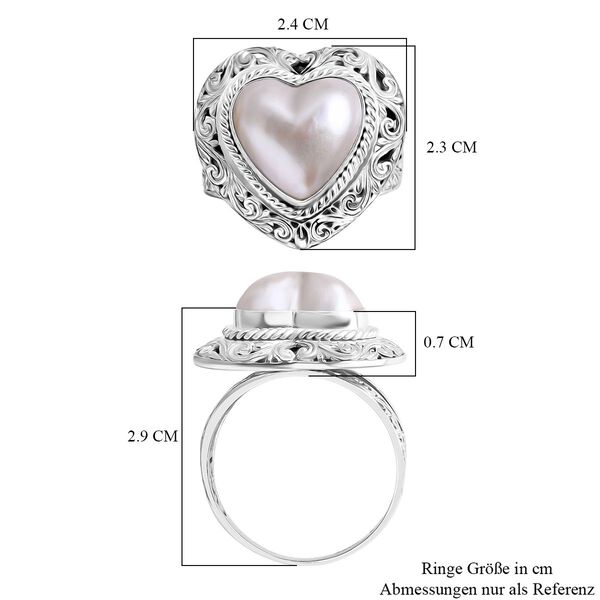 D'Joy Royal Bali - Wei&szlig;er Mabe Perle Herz Ring image number 5