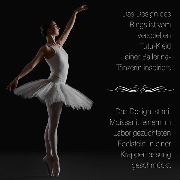 Moissanit Ballerina Ring, 925 Silber rhodiniert - 1,12 ct. image number 4