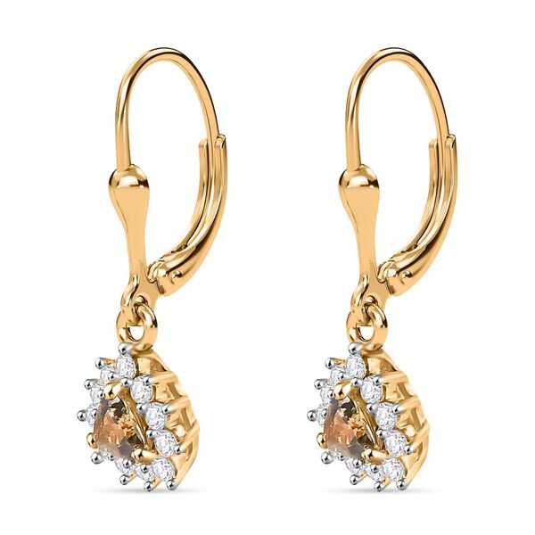 AA nat&uuml;rlicher goldener Tansanit und Zirkon Ohrringe, ca. 0.95 ct. image number 4