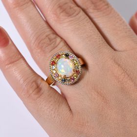 D’Joy AA Natürlicher, äthiopischer Welo Opal und mehrfarbiger Saphir Ring - 2,80 ct.