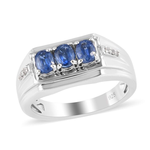 Kyanit und Zirkon Herren Ring 925 Silber Platin-Überzug image number 4
