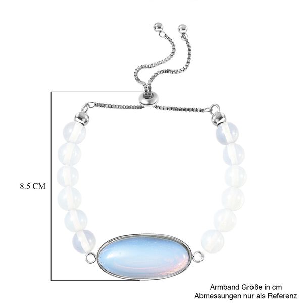 Opalite Flexibles Bolo-Armband, ca. 15-22 cm, Edelstahl ca. 70.00 ct image number 5