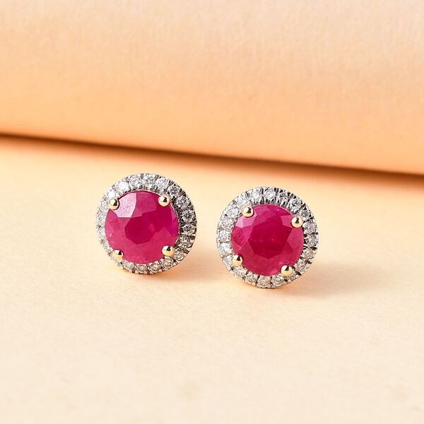 AAA Taveta Rubin und Diamant Ohrringe in 417 Gold - 2,40 ct. image number 1