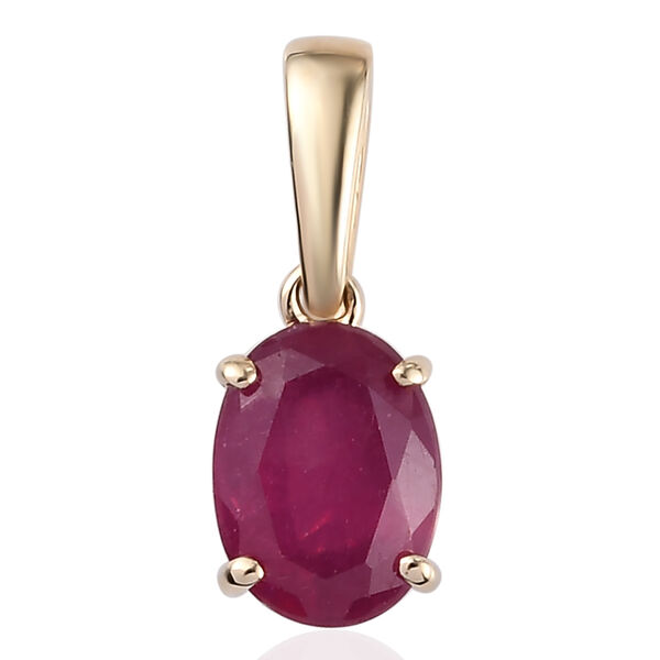 AA Rubin-Anh&auml;nger, Fissure gef&uuml;llt, 375 Gelbgold ca. 1.81 ct