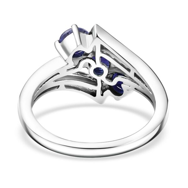 Tansanit, Wei&szlig;er Zirkon Ring 925 Silber rhodiniert (Gr&ouml;&szlig;e 17.00) ca. 1,21 ct image number 6