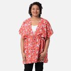 Kimono mit Gürtel, Blumenmuster, Einheitsgröße Rot