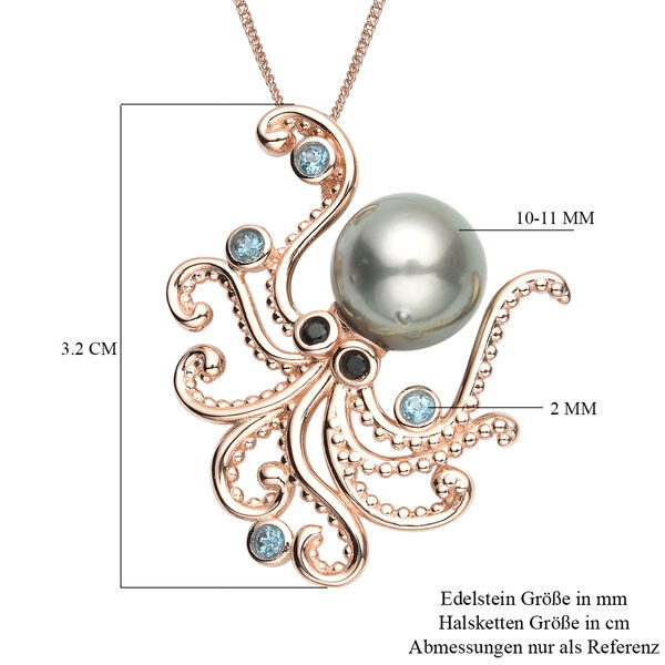 Tahiti Perle und London Blau Topas-Anh&auml;nger mit Kette, ca. 45 cm, 925 Silber ros&eacute;vergoldet ca. 0,18 ct image number 8