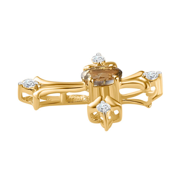 AA Natürlicher goldener Tansanit und Moissanit-Kreuz-Anhänger - 0.35 ct. image number 4