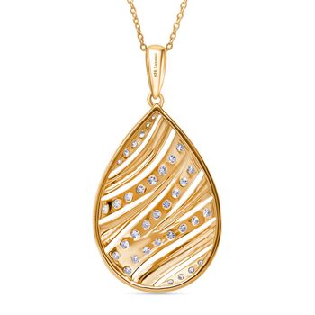 LUXURIANT SI-GH Labor Diamant Anh&auml;nger mit 50cm Kette, 925 Silber 750 Gelbgold Vermeil - 1 ct.