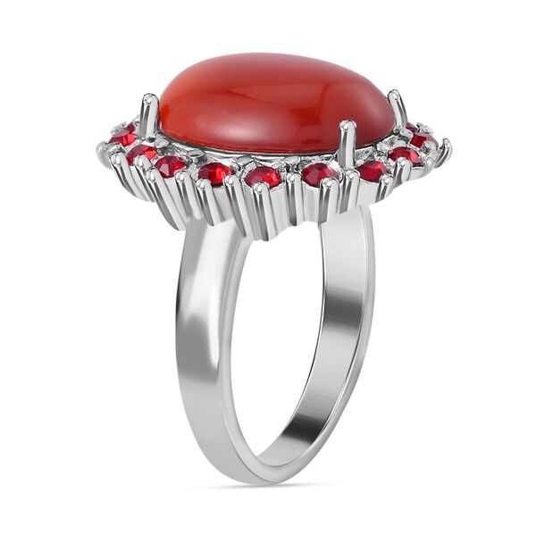 Gef&auml;rbter roter Achat, Roter Kristall Ring, 316L Edelstahl, (Gr&ouml;&szlig;e 17.00), ca. 5.00 ct image number 5