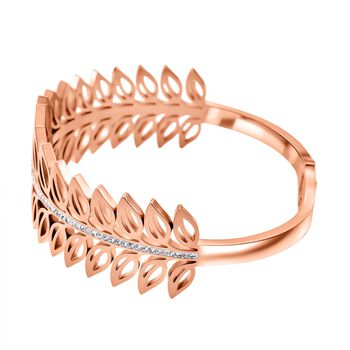 Wei&szlig;er Kristall Armreif ca. 19 cm Reiner Edelstahl IP Rosa Plattierung