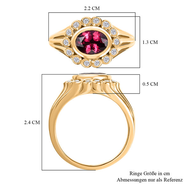 D'Joy nat&uuml;rlicher Rhodolith Granat und Zirkon Ring - 1,90 ct. image number 7