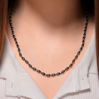 Pfaufarbene Muschelperle (6x4 mm) Halskette ca. 50 cm + 5 cm Extender