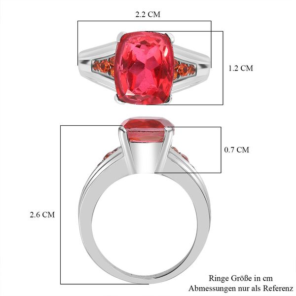 Padparadscha Quarz Triplette, Orange Zirkonia Ring Edelstahl (Größe 17.00) ca. 4,80 ct image number 7