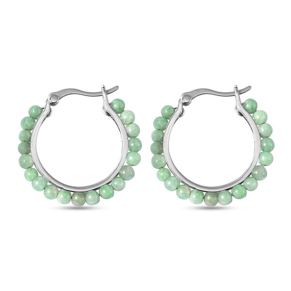 Gr&uuml;ne Aventurin-Creolen in Silber, 2,50 ct. image number 4