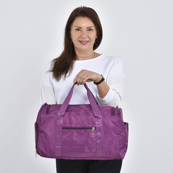 Reisetasche mit vielen F&auml;chern aus wasserfestem Nylon, Burgund image number 3