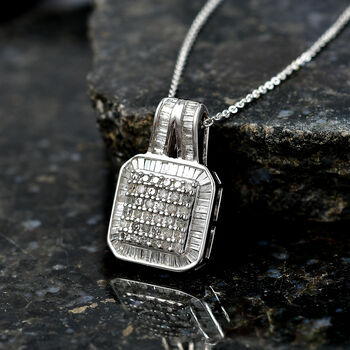 D'Joy wei&szlig;er Diamant Anh&auml;nger mit 50cm Kette - 1 ct.