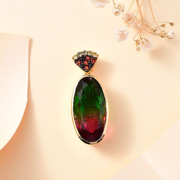 Wassermelonen Quarz Triplett und Multi-Edelstein-Anh&auml;nger - 10,50 ct. image number 2